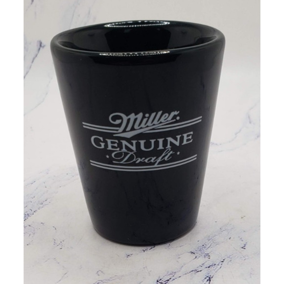 Vintage Miller Genuine Draft Small Black 2oz Shot Glass - Picture 1 of 8